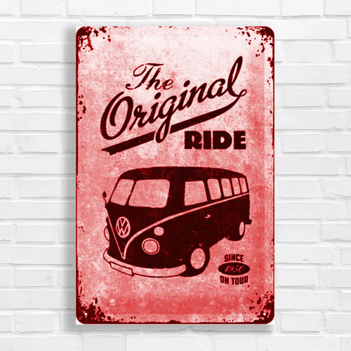 Vintage camper van red - van,