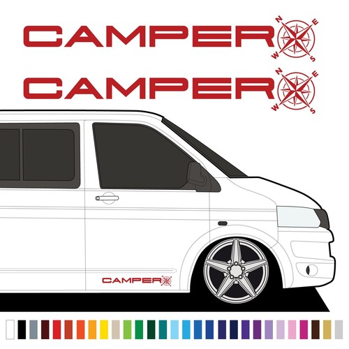 Camper compass door stickers - camper, x