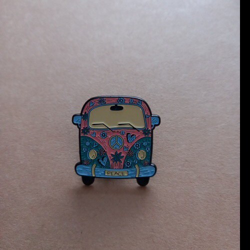 Camper van peace pin badge - van,