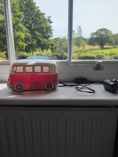 Red white camper van - camper,