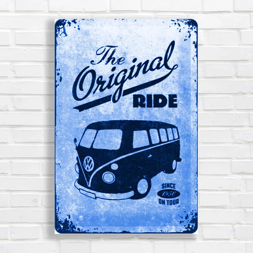 Vintage camper van blue - vintage,